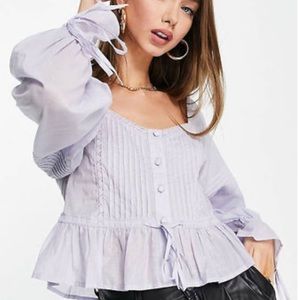ASOS Lilac Blouse with Puff Sleeves